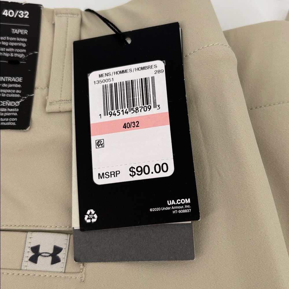 Under Armour Men’s ISO-CHILL Tapered Khaki Pants 40/32 New - Picture 4 of 16